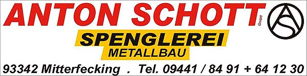 Sponsoren Bandenwerbung SC Mitterfecking - Spenglerei Schott